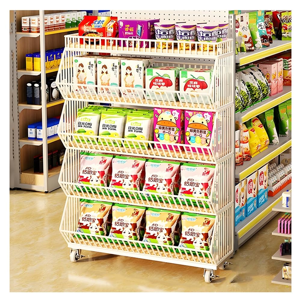 Supermarktregale, Verkaufsständer, Drogerien, Convenience Stores, Organizer mit Rädern, weiß, 120 x 45 x 140 cm