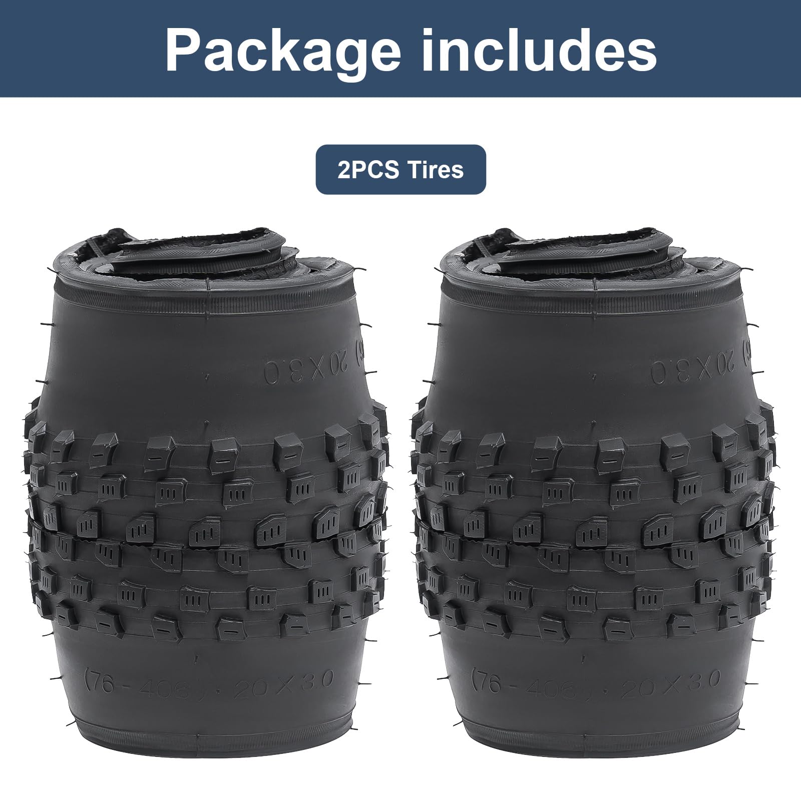 YUNSCM 2-PCS 20 Pouces Fat E-Vélo pneus 20x3.0/76-406 Compatible with Montagne Vélo 20x3.0 Electric Bike pneus(Y-1292)