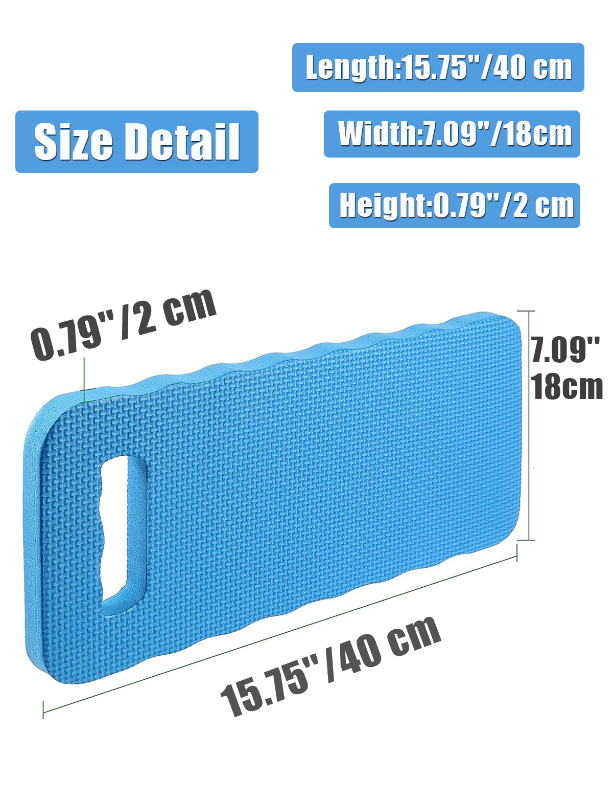 Ginocchiere Da Giardino In Schiuma EVA E PE | 41,4x18,8x2 Cm | Impermeabili, Antiscivolo Con Maniglia | Per Giardinaggio, Pulizie, Yoga E Campeggio