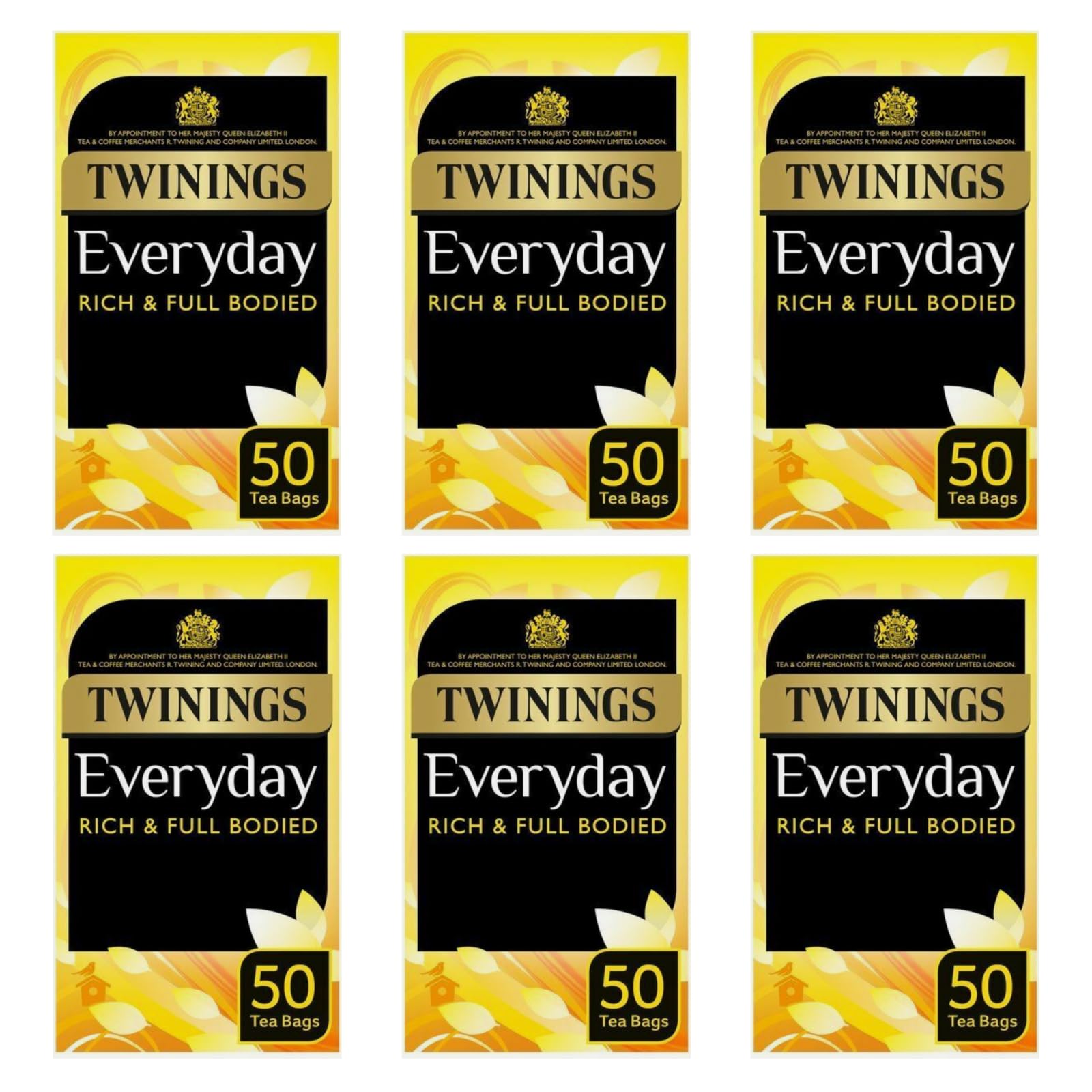 Twinings Everyday Black Tea - 6 Boxes of 50 Bags (300 Bags) - 100% Black Tea