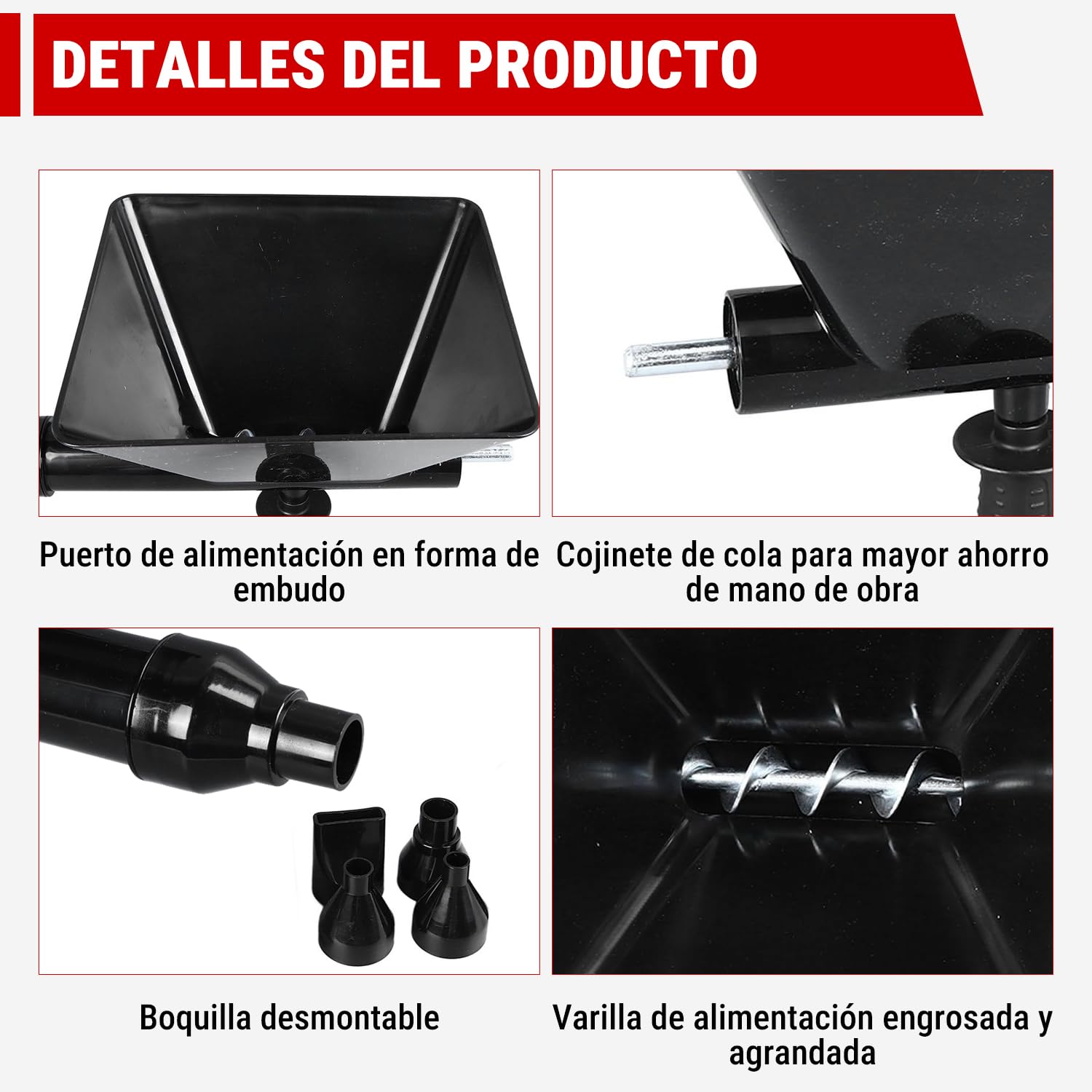 Pistola de Mortero Eléctrica, Aplicador Mortero Juntas, Máquina de Lechada con 4 Boquillas Desmontables, Prensa de Mortero para Juntas de Mortero, Paredes de Piedra y Suelos