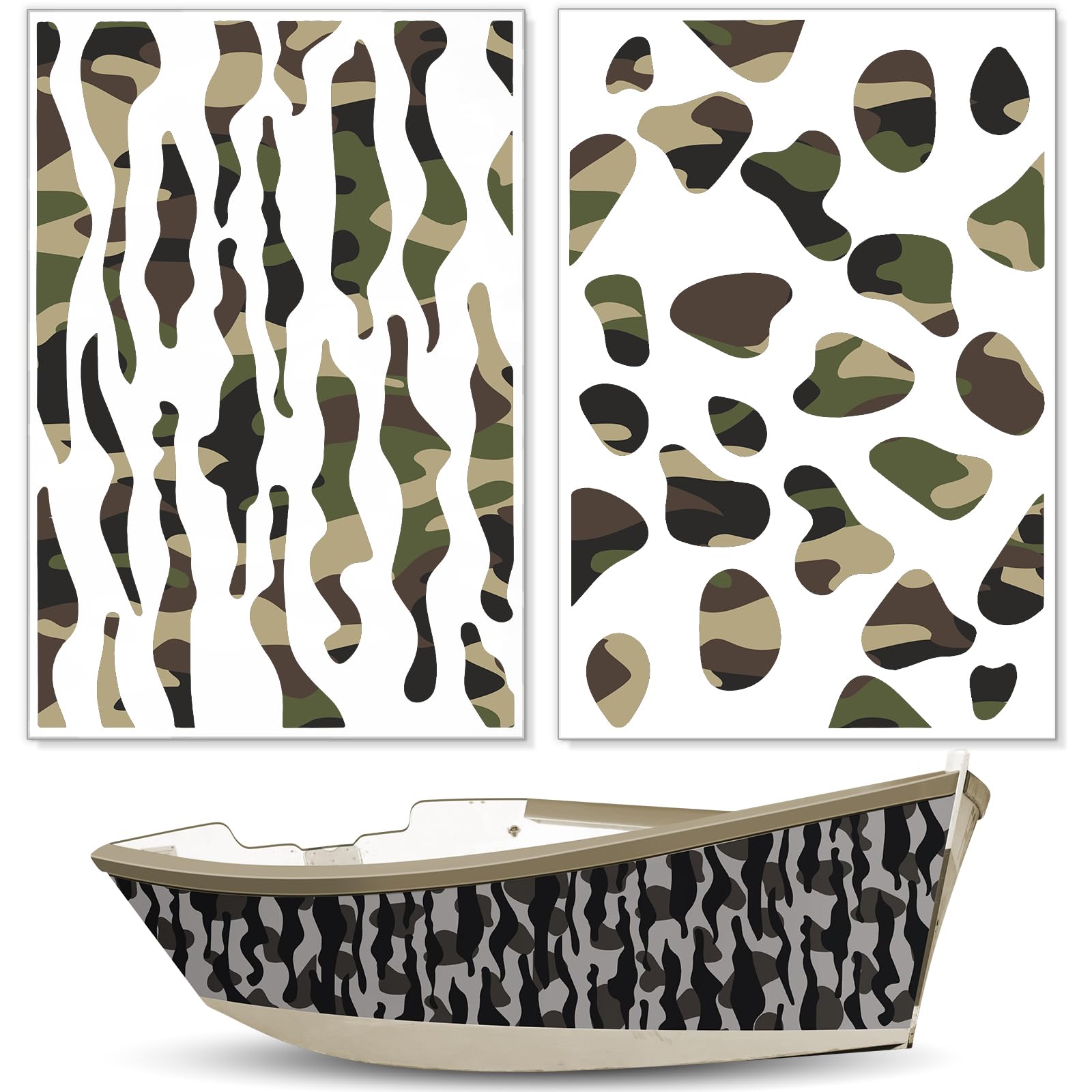 Juexica2 Pcs 18 x 26 Inch Large Camo Stencils - Reusable Templates for Boat, Wood, Canvas, Floor Crafts