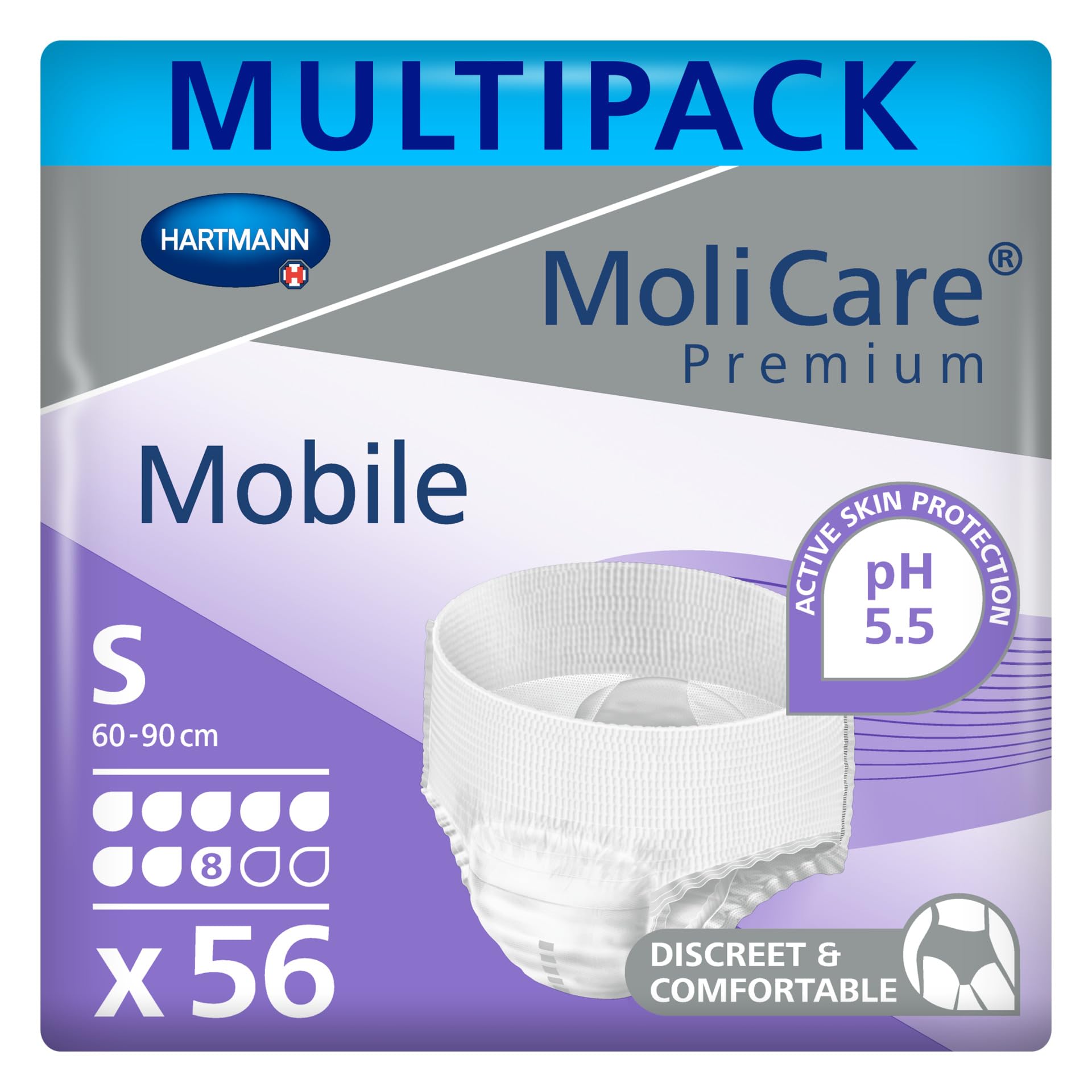 MoliCare premium Mobile 8 Tropfen Inkontinenzhosen | Größe S | 4 x 14 St.