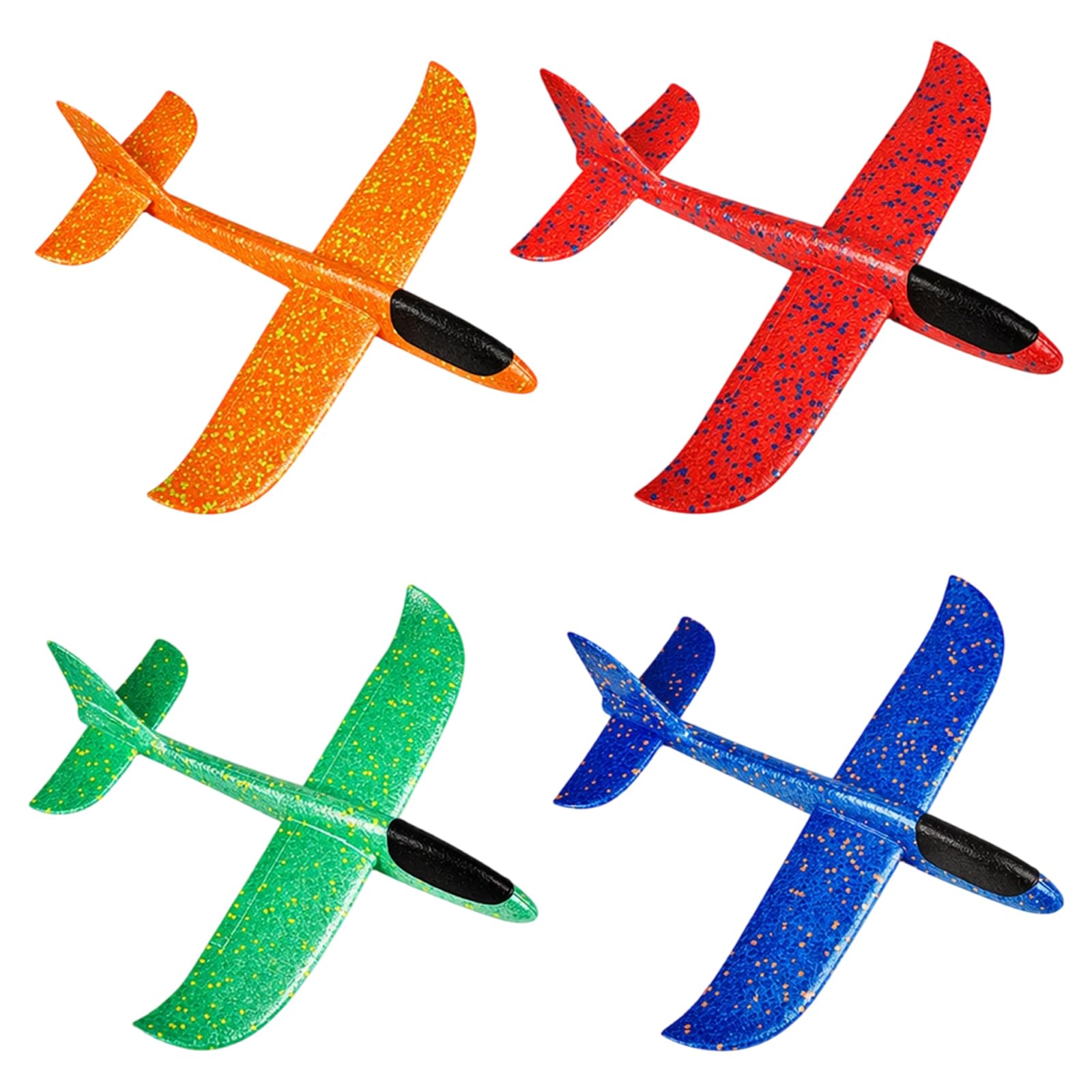 Bodeshis 4 Pack Foam Plane, Outdoor Recreational Flying Toys, Foam Glider Aeroplanes with Blue Red Green Orange Colours, Family Activity Set for Parks and Open Spaces