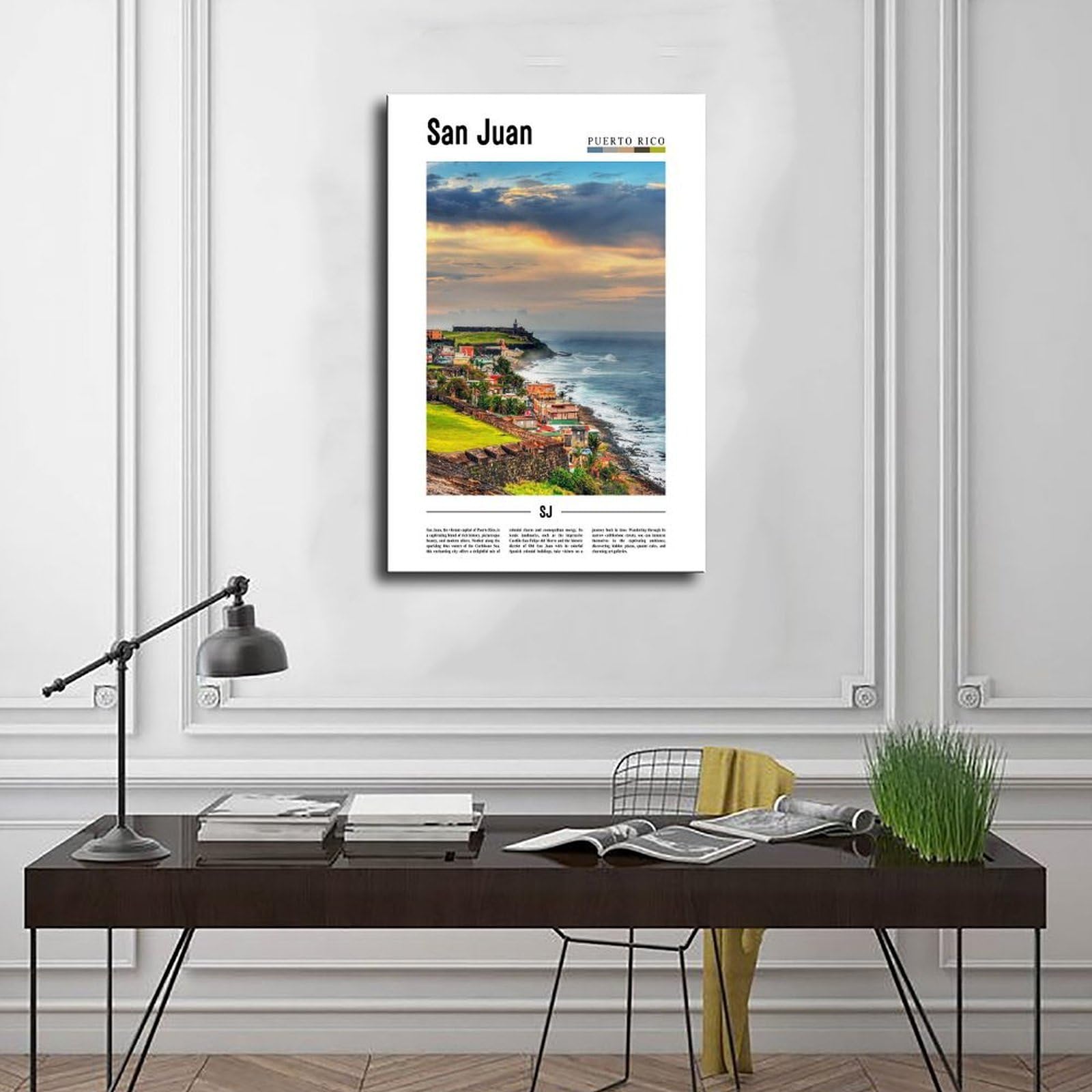 NEOHI Karaiby podróż sceneria pejzaż miejski - San Juan Portoryko płótno sztuka dekoracja ścienna plakaty dom bar restauracja garaż kawiarnia logo prezent 24 x 36 cali (60 x 90 cm)