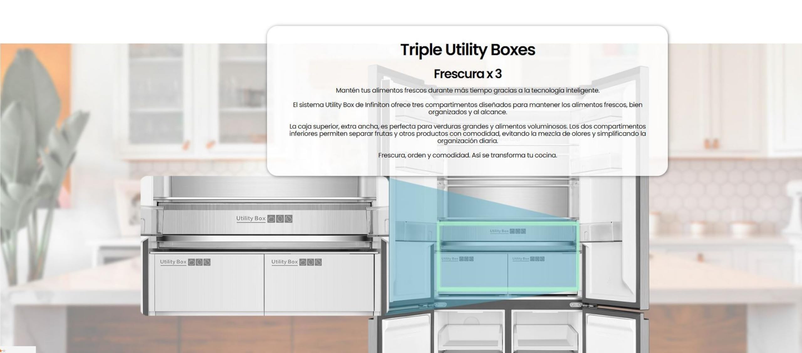 Frigorifico Americano INFINITON AMCB-580CD90XEH, 190 cm de Altura, Total No Frost, 4 Puertas, Inverter, Ancho 83 cm, E, Inox