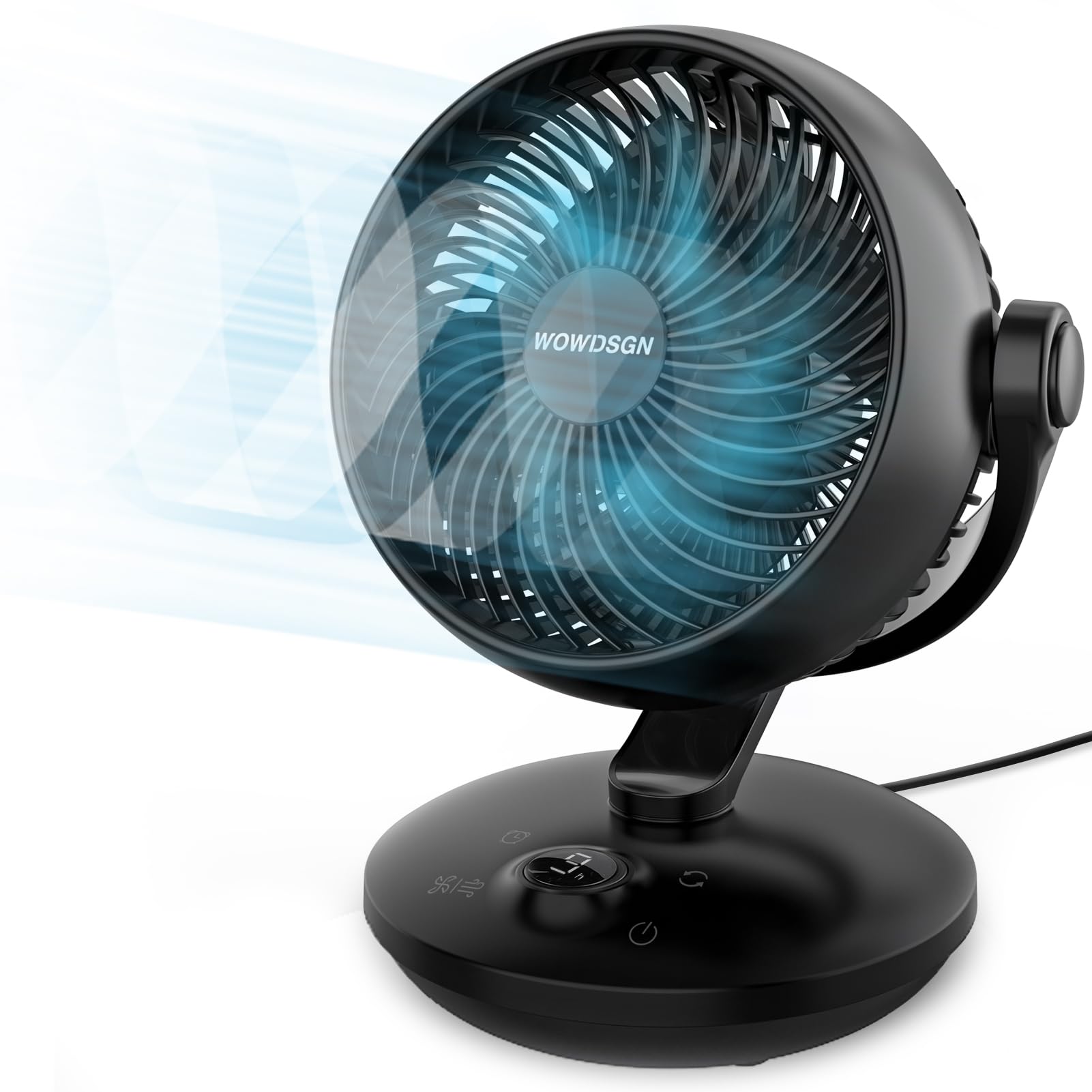 WOWDSGN Air Circulator Desk Fan 8-Inch Powerful Turbo Fan Ultra Quiet 22dB, LED Display, 9H Timer 6 Speeds Ideal for Bedroom, Living Room(LED Display)
