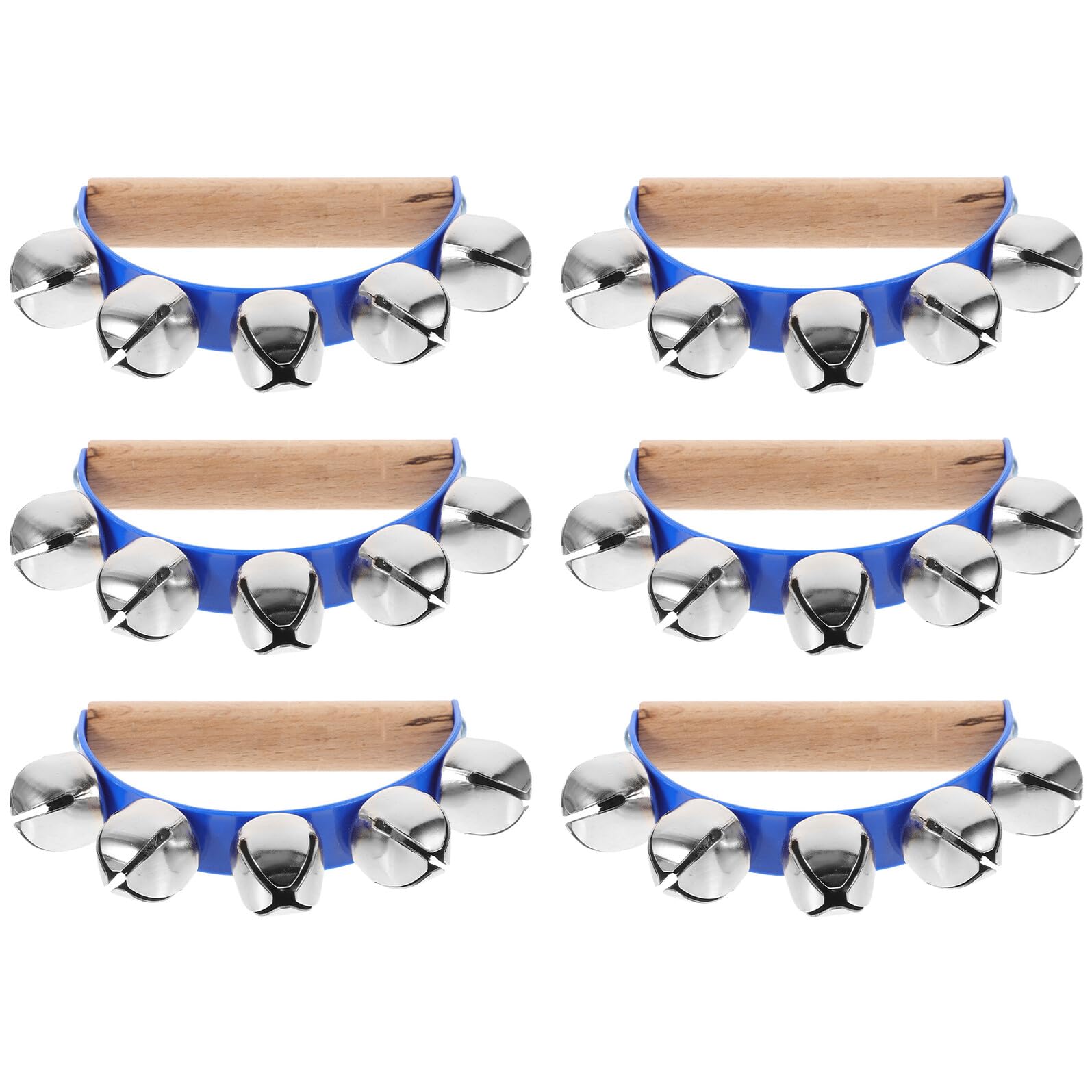 Panderetas Portátiles Semicirculares 6 Piezas Azul para Principiantes | Plástico Madera Metal, Fácil de Aprender, para Jardines Infantiles y Otros Entornos