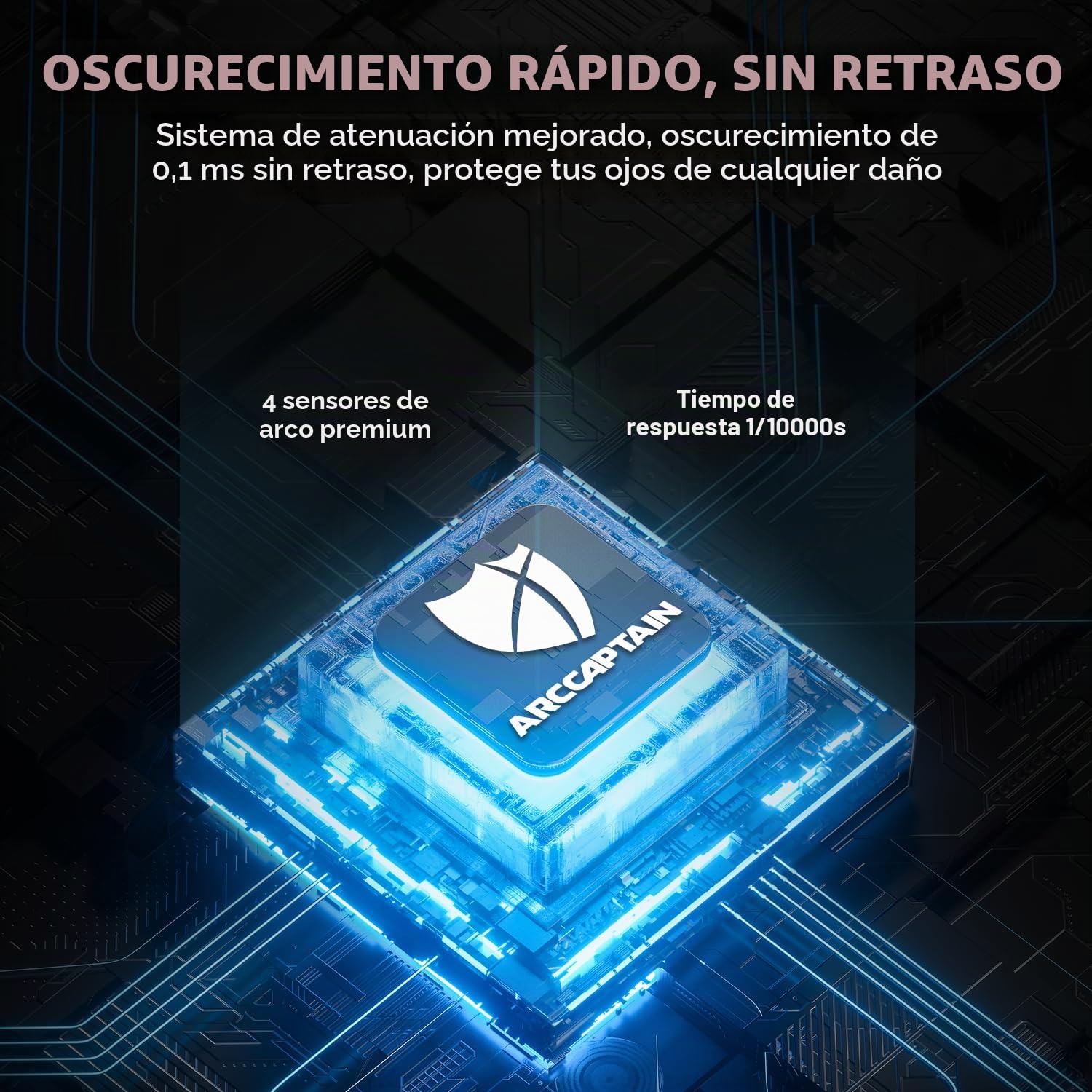 Casco de Soldador ARCCAPTAIN, bonete de Soldador de oscurecimiento automático 1/1/1/1 Claridad óptica Superior
