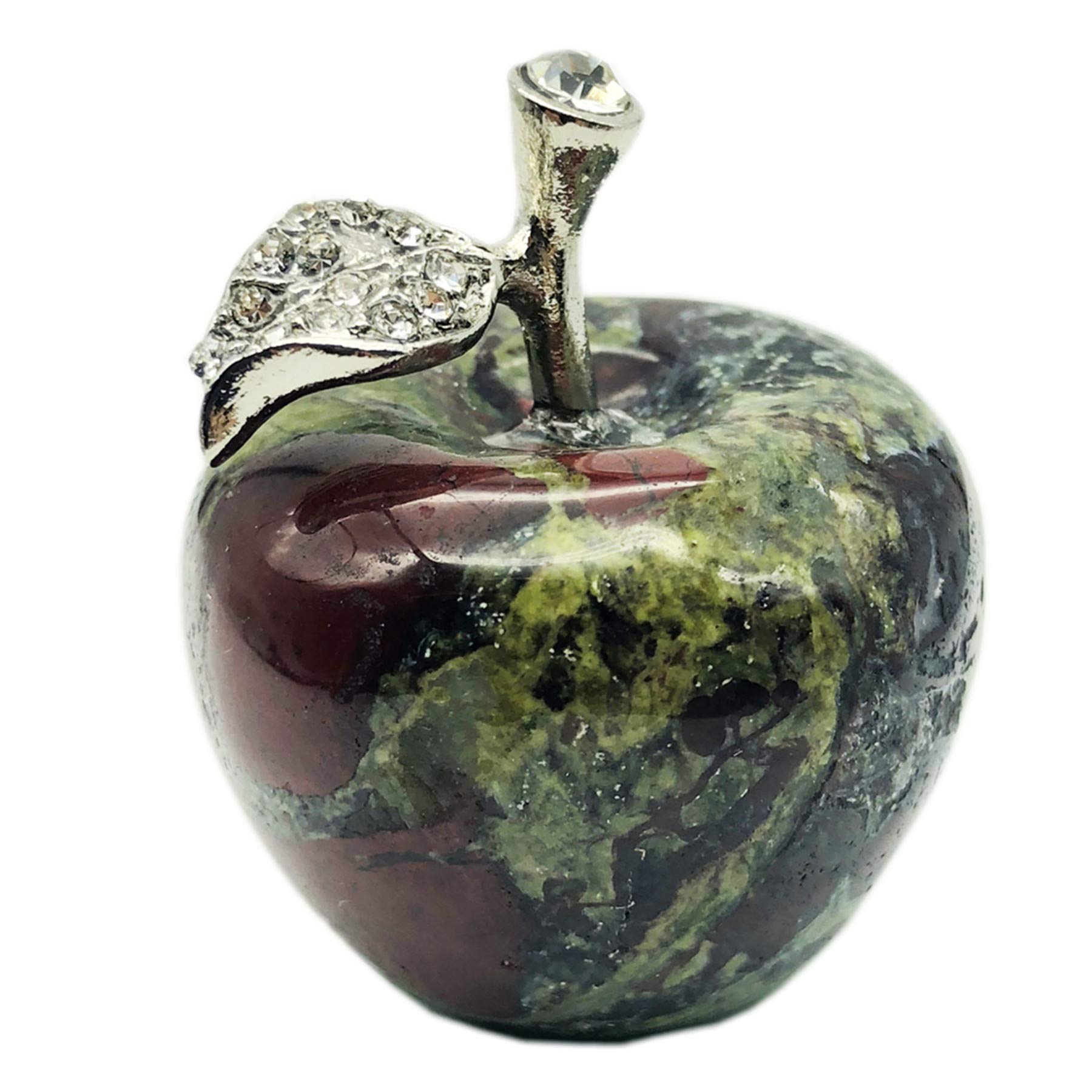 faovramulet Dragon Bloodstone Carved Appple Figurine Sculpture Statue Healing Crystal Home Ornament Decoration 1.3" Tall