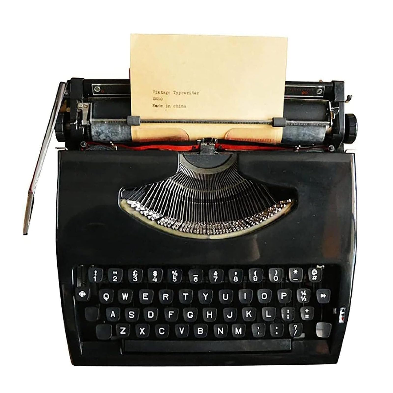 Vintage-Schreibmaschine mit manueller Schreibmaschine, traditionelle tragbare manuelle Schreibmaschine, altmodische mechanische englische Schreibmaschine zum Schreiben von Romanen überall