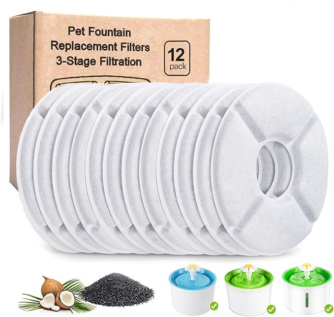 YAMOZOM 12Pack Cat Water Fountain Filters, Pet Filters
