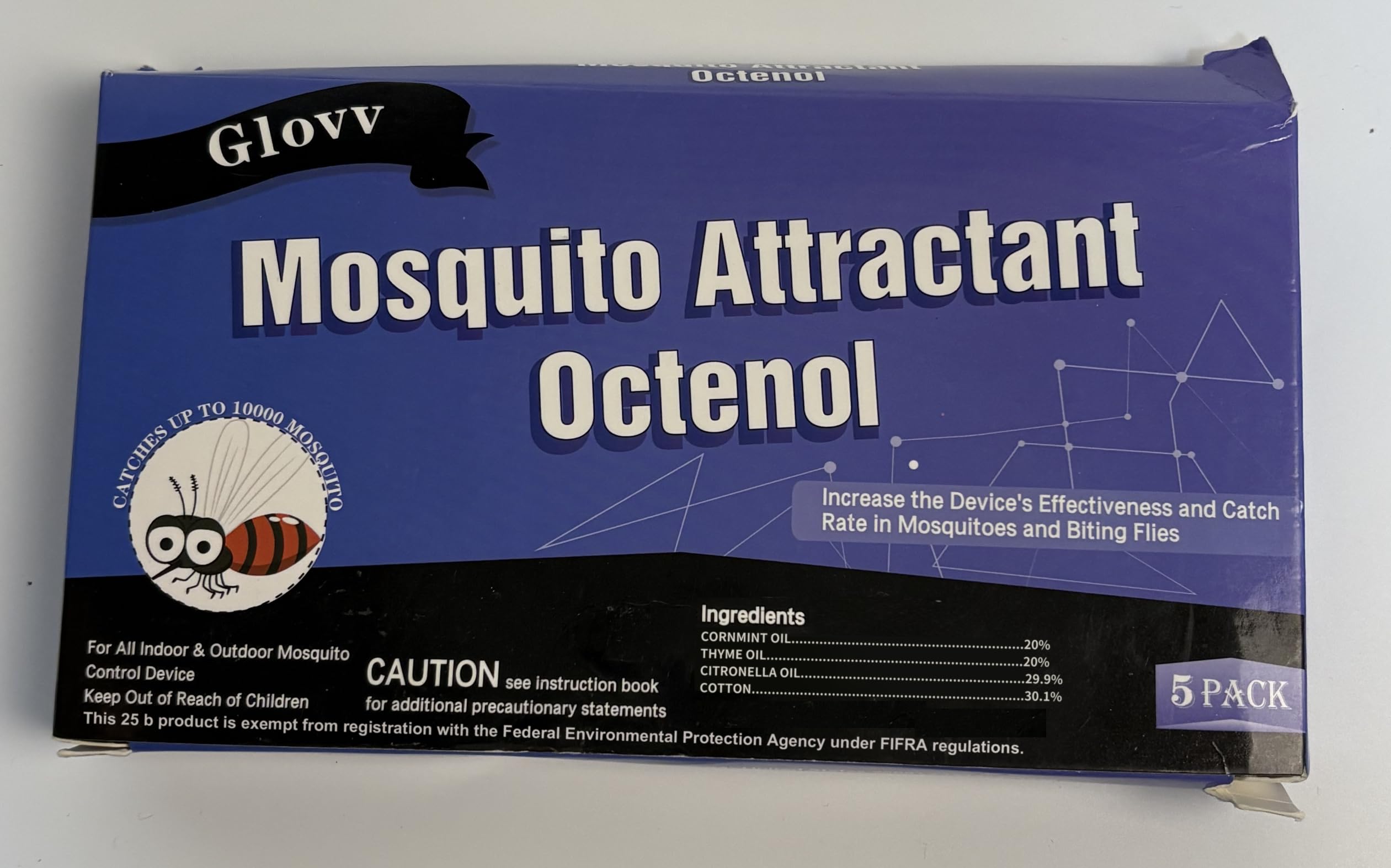6 lure octenol mosquito cartridge, mosquito lure refill, mosquito trap octenol lure, bug zapper & flight trap, compatible with all flying mosquito insect traps