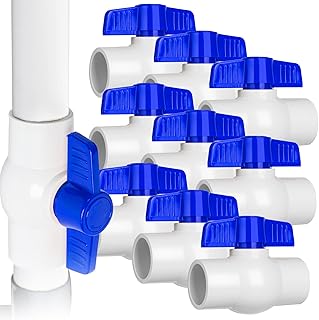 10PCS PVC Ball Valve 1/2Inch, Shut-Off Valve Socket with Blue T-Handle, Slip PVC Ball Valve Water Supply Lines, Outdoor Plumbing & Irrigation System