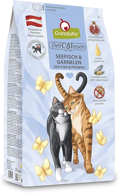 GranataPet Delicatessen ryby morskie i krewetki, 1,8 kg (1 opakowanie), sucha karma dla kotów, smaczna karma dla kotów, pełnoporcjowa karma bez zbóż i bez dodatków cukru