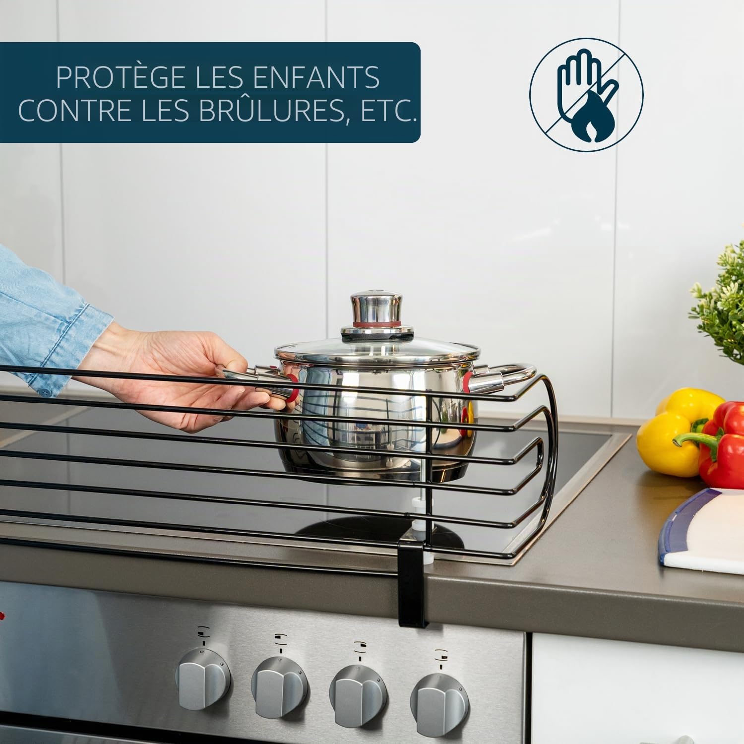 bremermann Barrière de protection à clipser pour cuisinières jusqu'à 60 cm de large (noir)