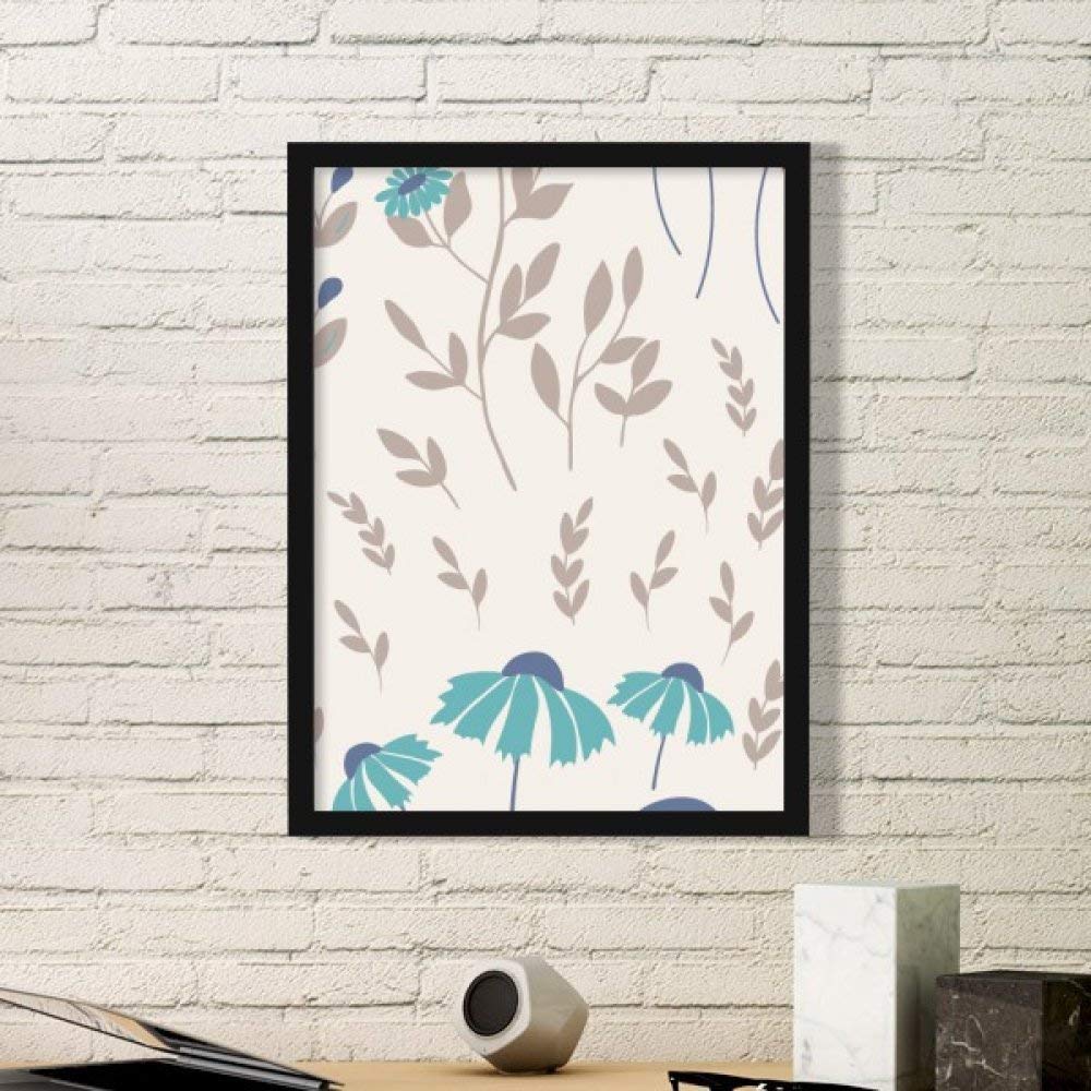 Cadre photo bois noir décoration maison avec affiche fleur beige rectangle Medium