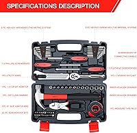 Vista 2 de Kit de herramientas de reparación del hogar de 57 piezas, juego de herramientas manuales básicas para el hogar, juegos de herramientas de reparación