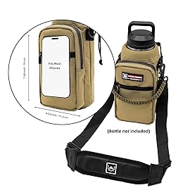 NATURE PIONEOR Water Bottle Holder with Adjustable Strap - 26/32/36/40/46/64oz Insulated Water Bottle Sling Carrier with Paracord Handle & 2 Pockets, Outdoor Sports, Hiking, Camping, Gym