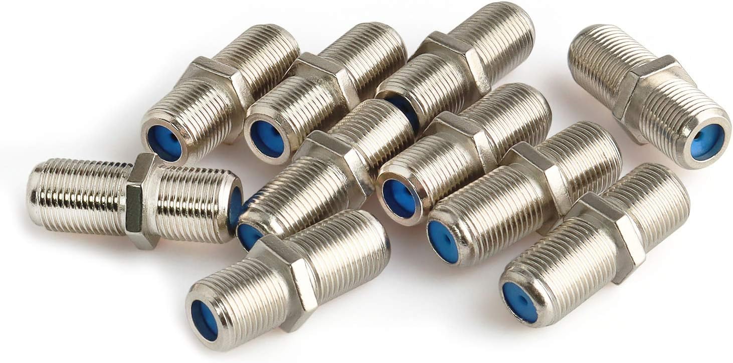 F81 Barrel Connectors High Frequency 3GHz Female to Female F-Type Adapter Couplers (10 pcs, Silver)