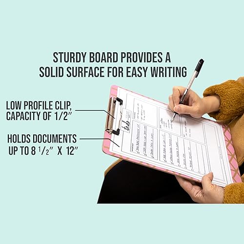 Miniatura 4 de BAZIC - Portapapeles de madera vintage, clip de perfil bajo, resistente y fuerte, tamaño carta A4, para oficina y escuela, paquete de 4