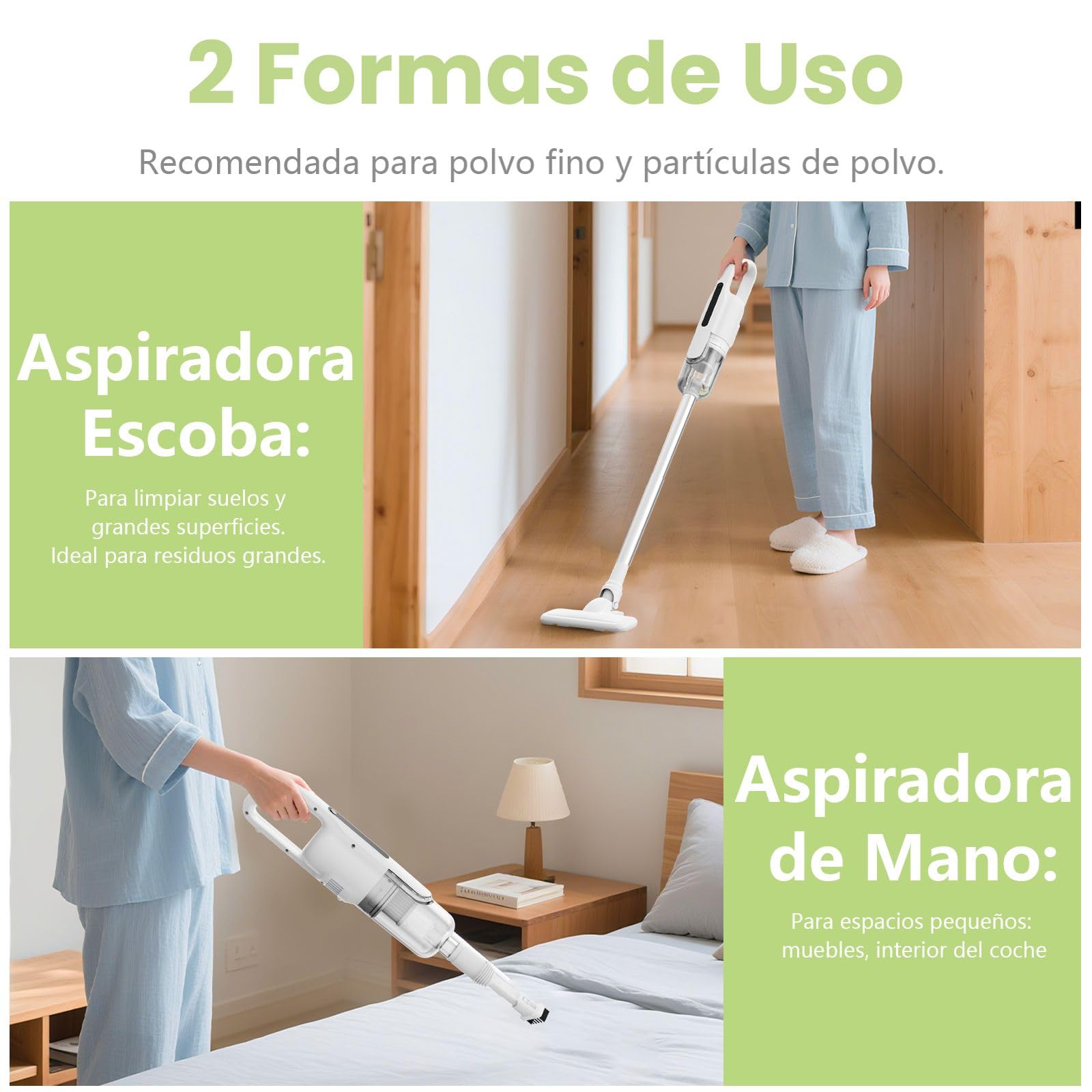Suirviz U5PRO Aspiradora sin Cable 28000Pa, Escoba Aspiradora Ligera Vertical y de Mano, Filtro HEPA Lavable, Sistema Antienredos, para Suelos Duros, Mascotas, Hogar y Coche