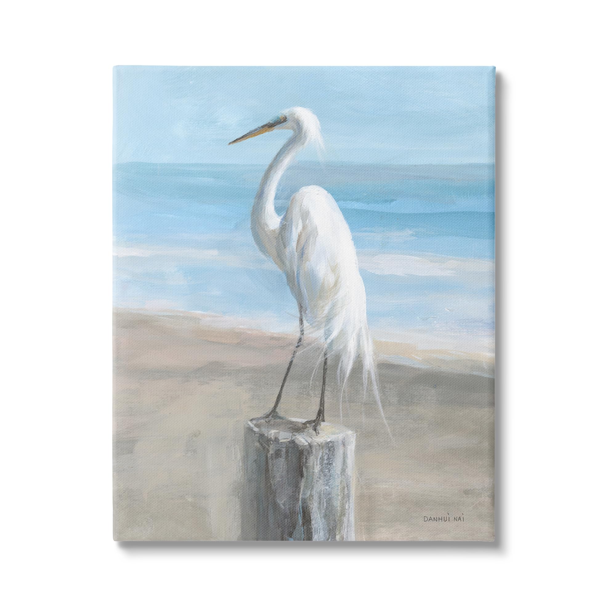 Stupell Industries Egret Coastal Landscape Canvas Wall Art Design by Danhui Nai
