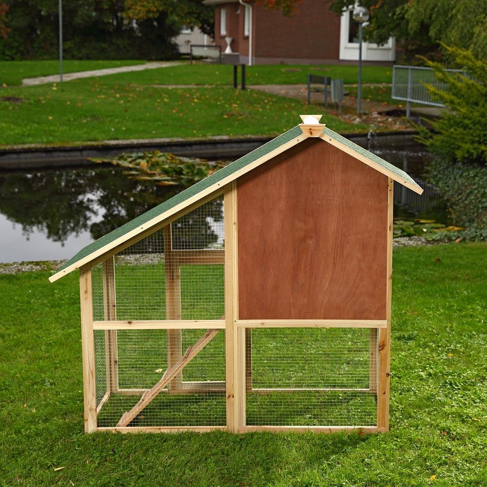 Melko Hasenstall mit Auslauf – geeignet für 2 – 3 Hasen, Meerschweinchen oder andere Kleintiere, aus Holz, wetterfest, für drinnen und draußen, einfache Reinigung