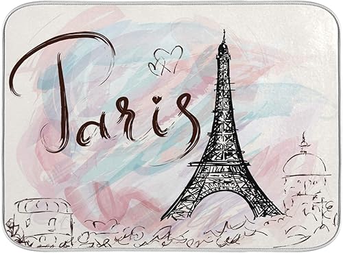 Wfrish - Alfombra de baño romántica de París para la Torre Eiffel suave antideslizante cubierta lavable alfombra absorbente alfombra para el suelo