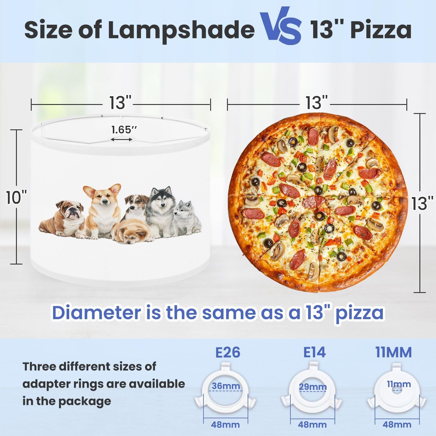 Linen Drum Lamp Shades 1 Pack, 13''Wx10"H, Cute Dog Breeds Watercolor Bulldog Corgi Beagle Husky Puppy Replacement Lampshades for Floor Lamps Table Lamps Modern Farmhouse Lampshade Easy Assembly