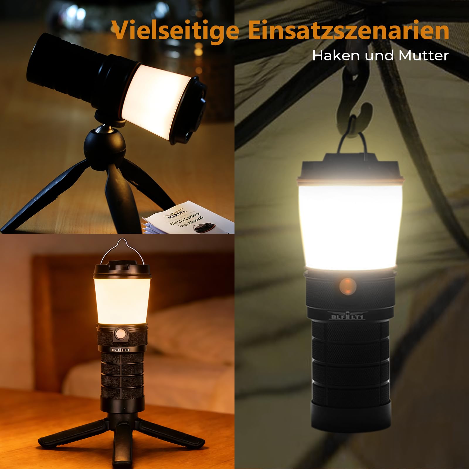 Sofirn LT1 Campinglampe, Stufenlos Einstellbare 2700K–5000K, 90 CRI, Laterne Outdoor mit Andúril UI, 12000 mAh, IPX7, USB-C, Campinglampe Aufladbar Geeignet für Camping, Reisen und Notfälle