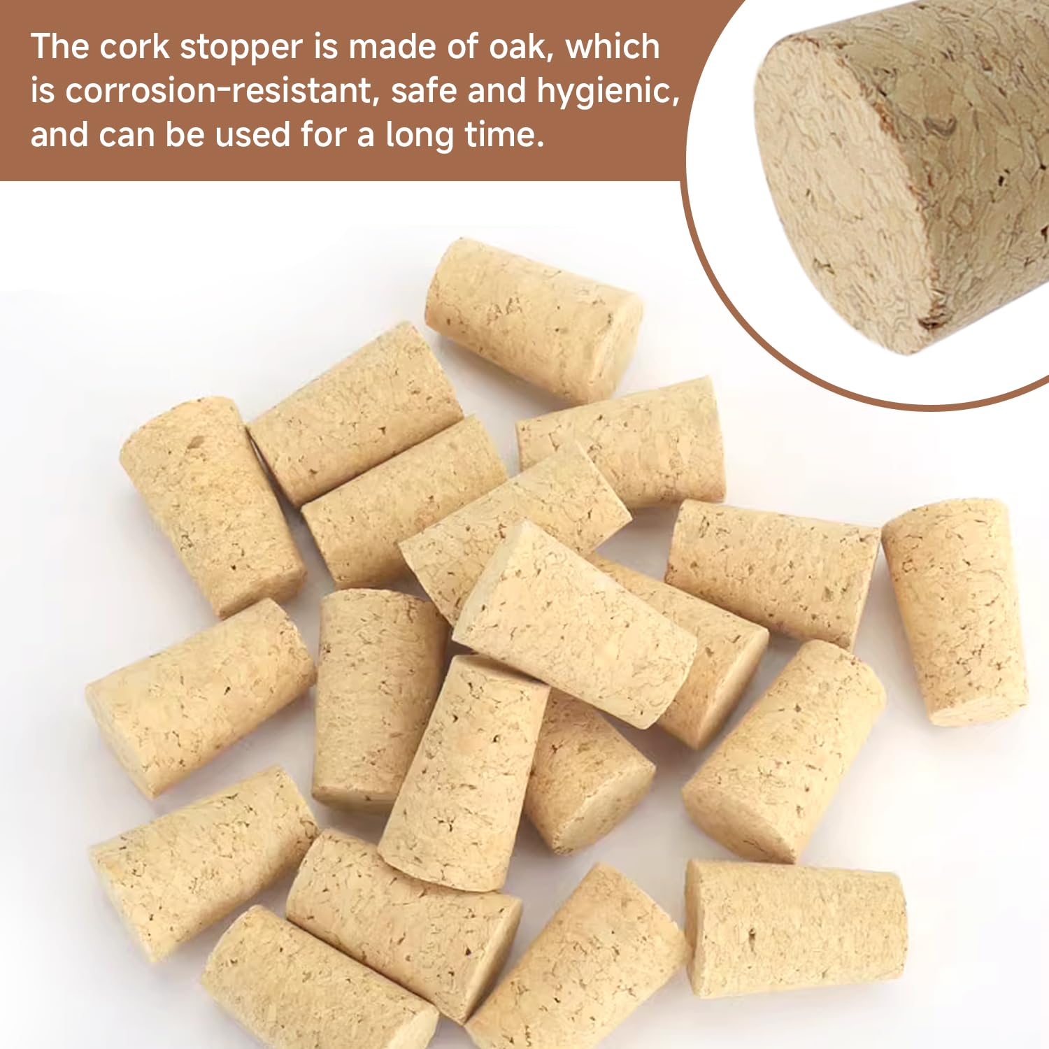 Paquete de 30 tapones de corcho cónicos, tapones de botella de vino, tapones de corcho de repuesto, tapones de botella a prueba de fugas, tapones de sellado, manualidades de corcho