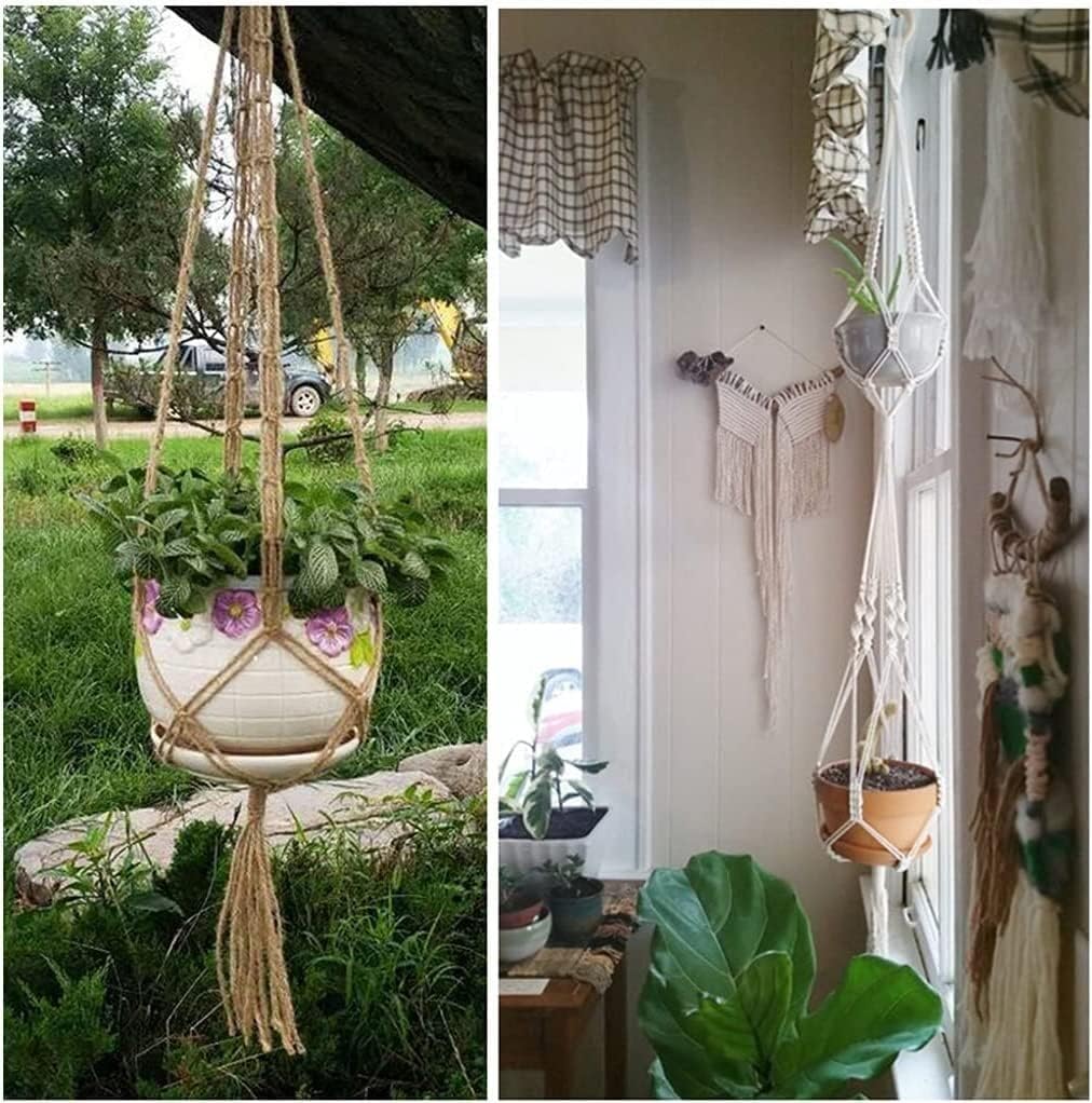 輝く高品質な 手作りのマクラメの植木鉢ハンギングバスケット結び付けられたロープフラワーポットネットバッグ園芸ホームドアバルコニー中庭庭の装飾便利な加工 Jiangyu1994 Rachelbaptista Com Br