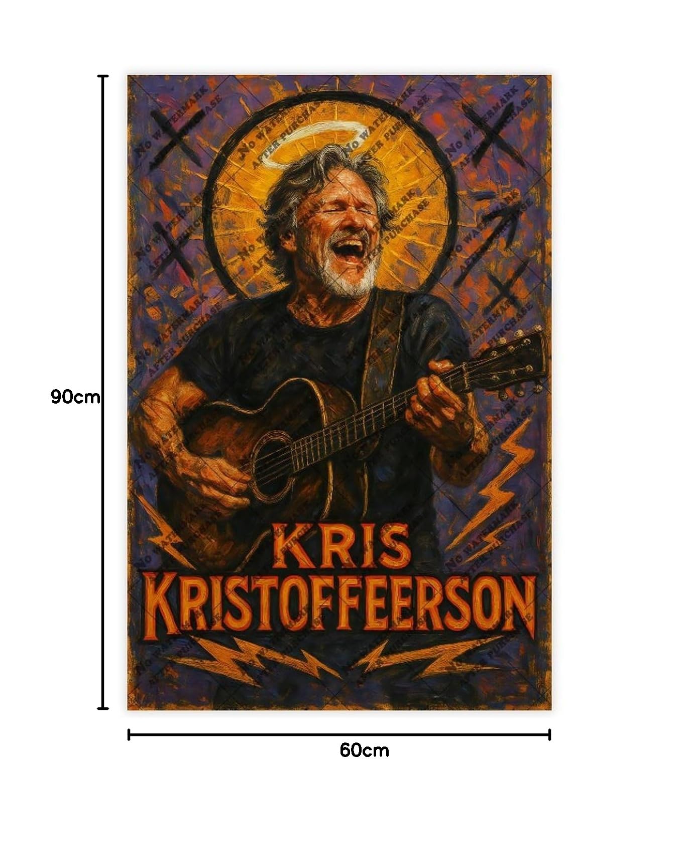 ZYGNBHL Poster della serie "Heaven Needs Country Music", cantante Kris_Kristofferson, decorazione per la casa, idea regalo, 60 x 90 cm