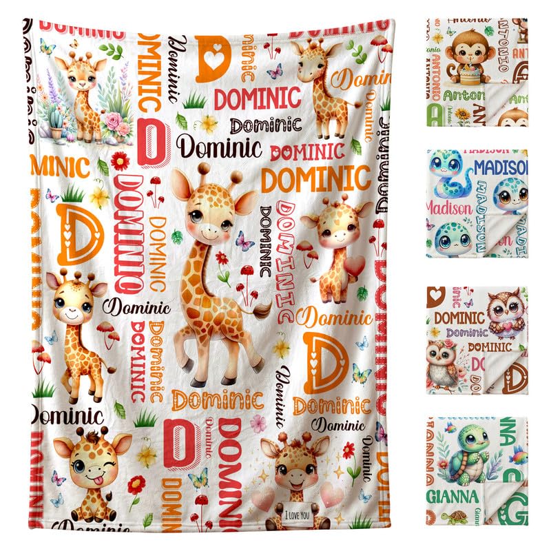 Image of Custom Giraffe Blanket for Boys Girls,Ultra Soft Personalized Gifts Baby Blanket,Customized Throw for Toddlers Newborn Stroller Crib,50 inchx60 inch