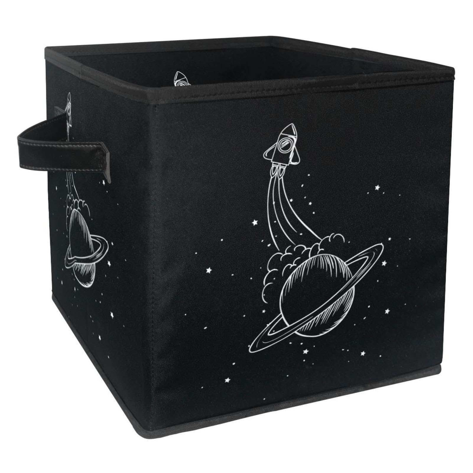 Boîte rangement jouets pliable en tissu cube pour placard et vêtements motif espace