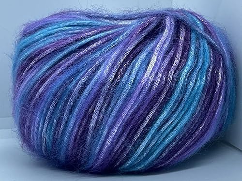 Miniatura 6 de Ice Yarns Picasso - Paquete de 3 hilos de color azul, lila, uva, morado con sutil brillo peinado, 3 x 125 yardas (9.8 x 377.3 ft), 3 x 1.76 onzas (3