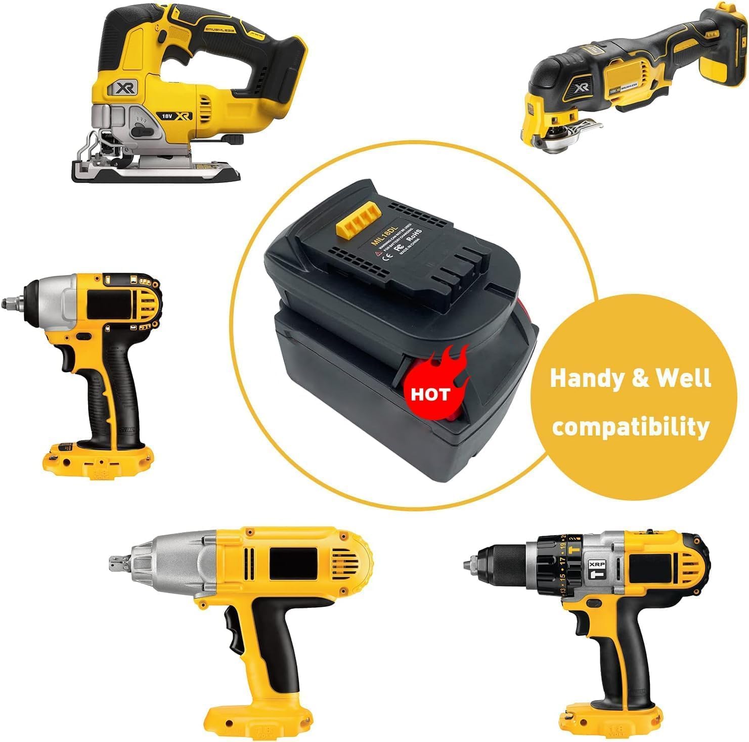 for Milwaukee 18V Battery Adapter Use for Dewalt 20V Power Tools,MIL18DL Converter for Dewalt Tool to for Milwaukee M18 18V Battery,Replace for DCB200 (Adapter Only)