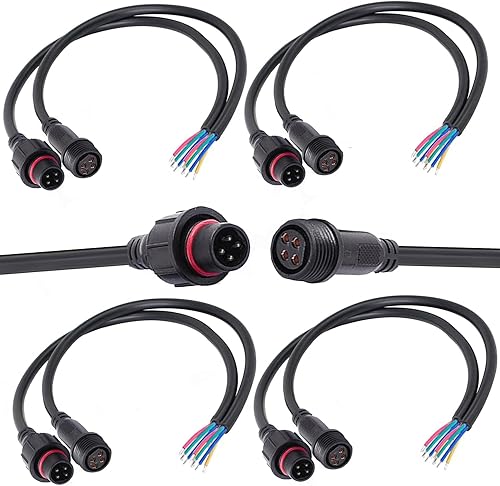 QOFOWIN Conector impermeable de 4 cables, conector LED macho hembra de 4 pines, con cable de extensión IP68 de 16 AWG de 7.9in para coche, barco,
