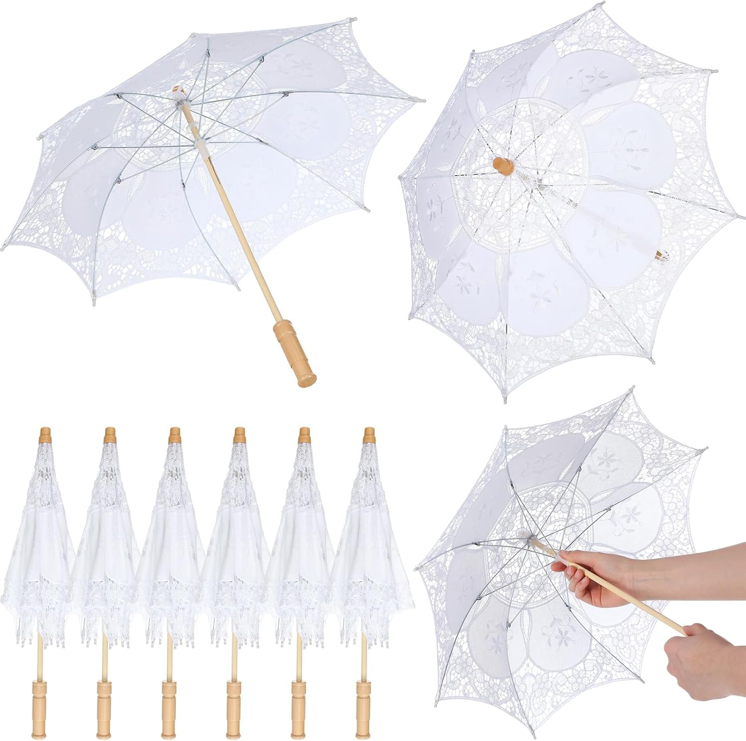Mini Lace Parasol Umbrella Wedding Table Centerpieces Decorations Decorative Umbrella for Bridal Tea Party Favor