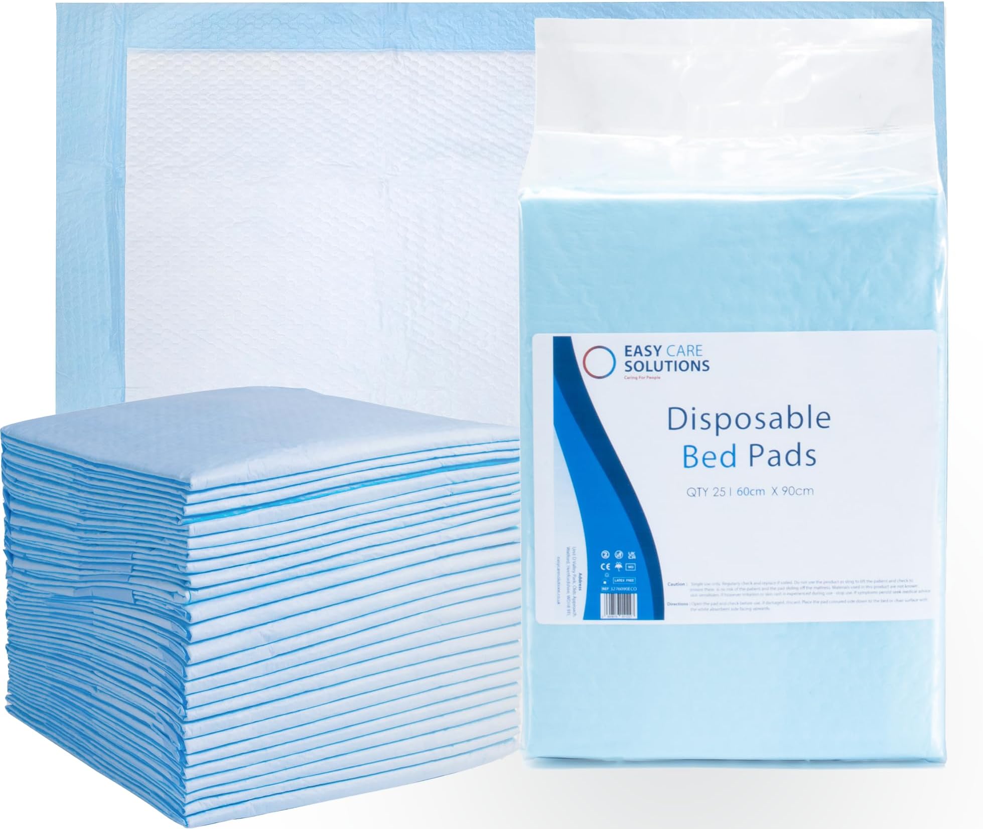 – 100 x Easy Care Solutions 60 x 90 cm | Disposable Incontinence Bed Pads | High Absorbency Underpads, Bed Mats, Mattress Protectors, Incontinence Pads | 4 Packs of 25