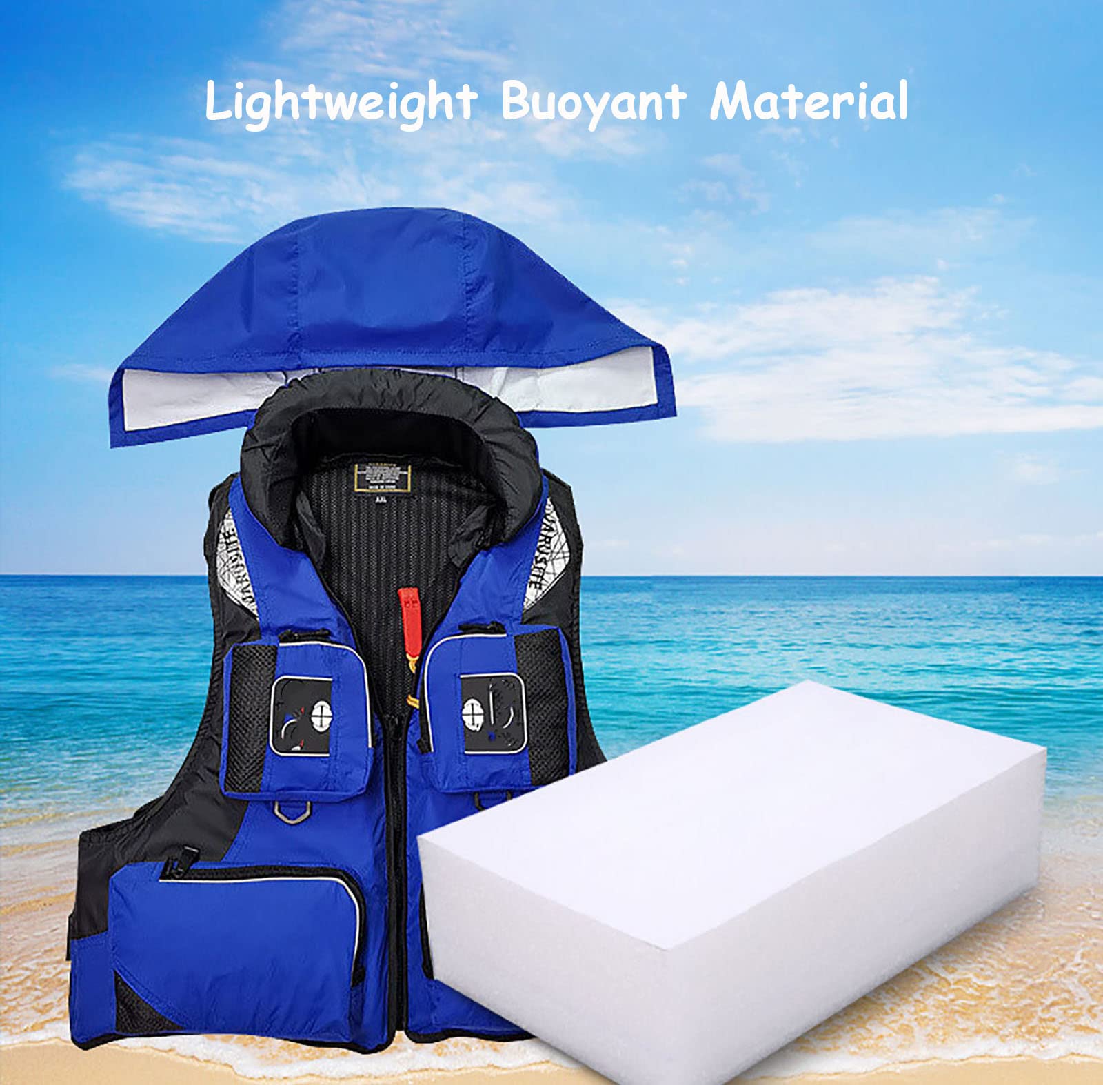 Gilets de Pêche Portables Activités de Plein Air Veste de Surf Multi Poches Veste de Surf Résistante à l'usure avec Bande Réfléchissante