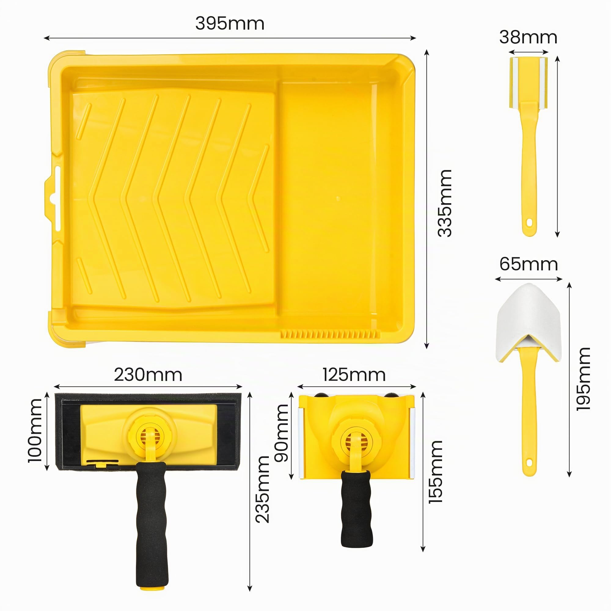 VOOMEY Kit de herramientas de bordeadora de pintura, juego de almohadillas de pintura de 9 pulgadas, 7 piezas de bordeadora de pintura con borde, almohadilla de retoque, pintor de almohadillas de