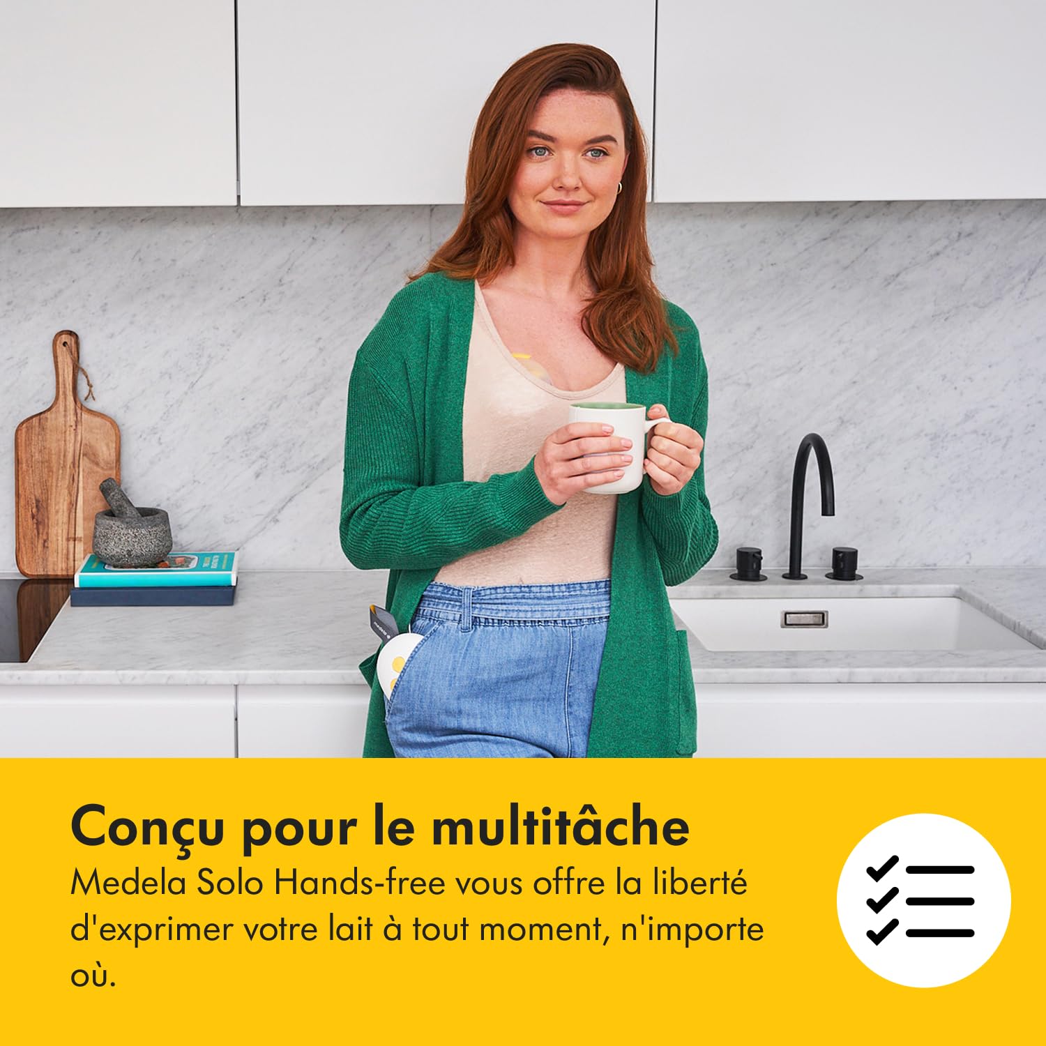 Medela Tire-lait électrique simple Solo Hands-Free, design léger et compact, compatible avec l'application Medela Family