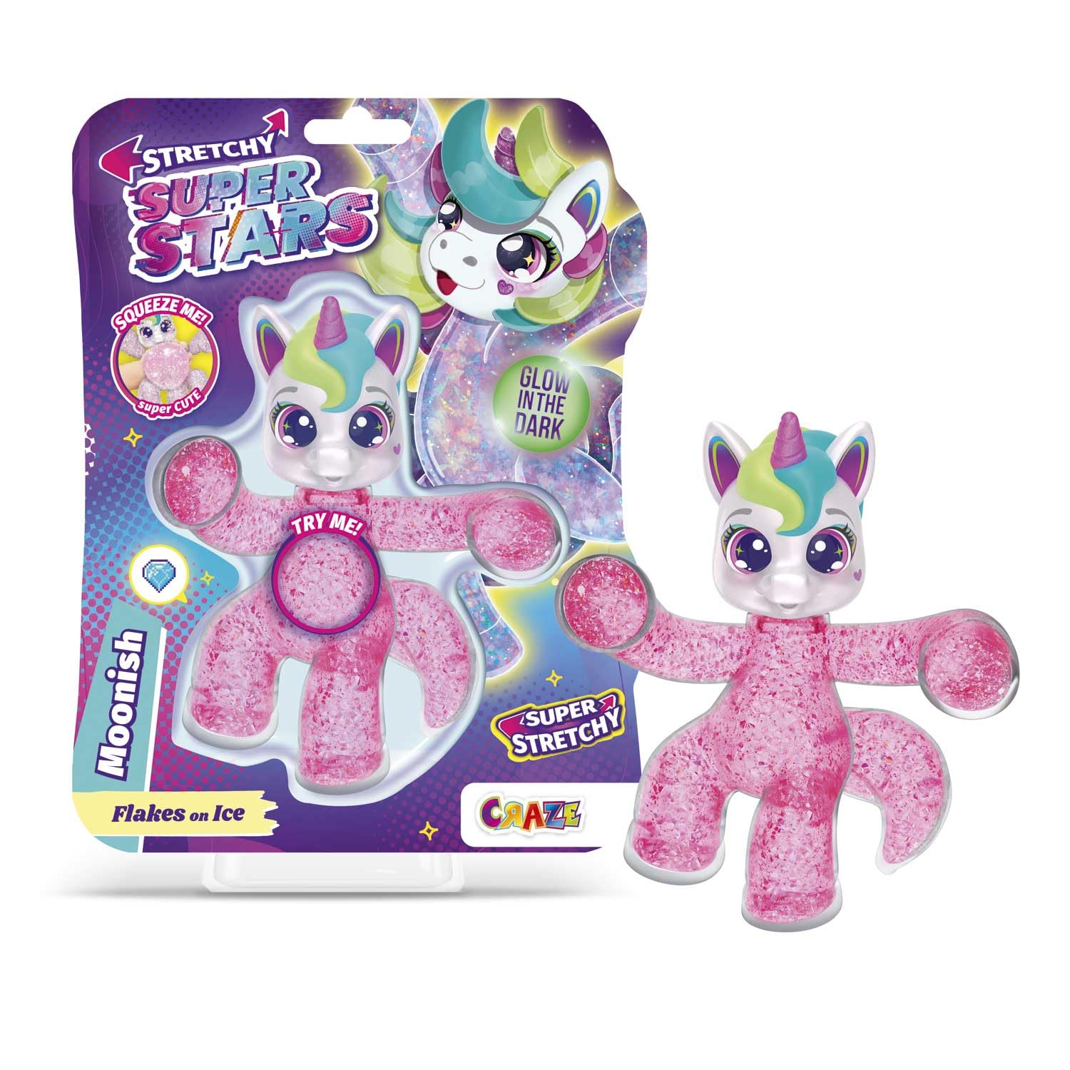 CRAZE Superstars Stretchy Moonish Slime & Stretchy Collectible Figures with Slime Filling, 6 Different Characters to Collect