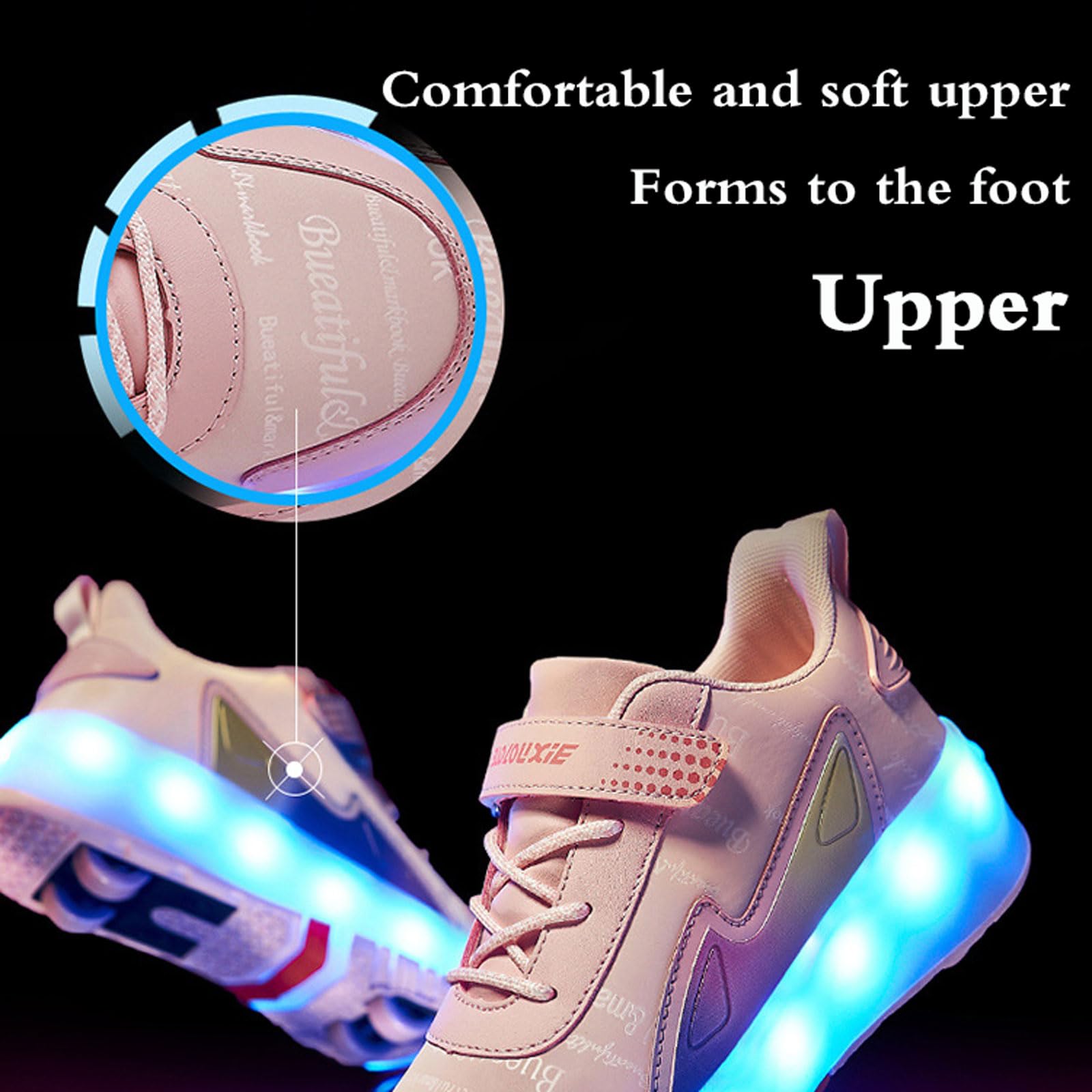 Zapatos con Ruedas para Niños y Niñas,Zapatos con Ruedas y LED Luces para Niña,2 en 1 Zapatillas con Ruedas,Retráctil,Recargables,para Regalos de cumpleaños y Navidad