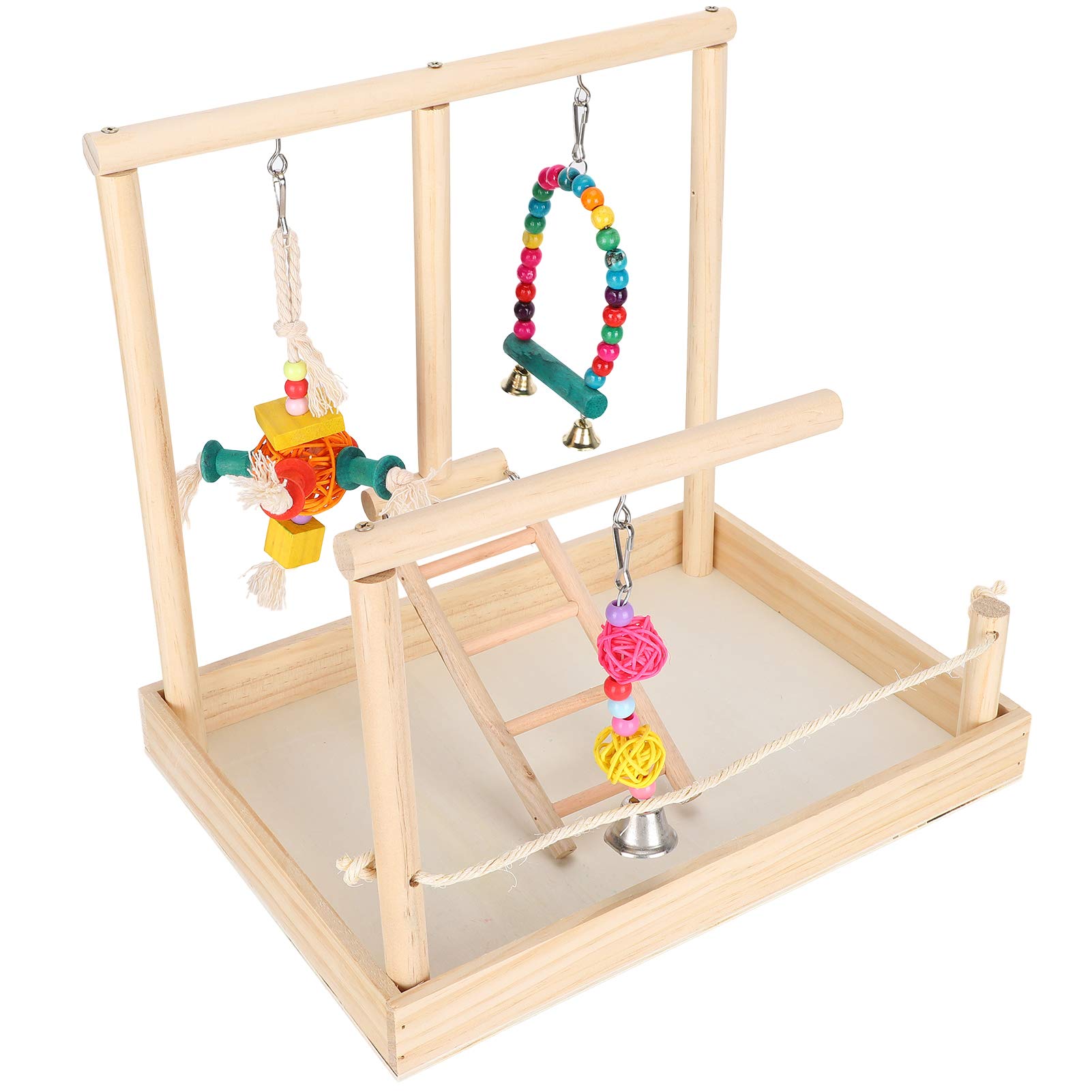 Aire de Jeux pour perroquets – Support en Bois Massif pour Oiseaux – avec Un Design de Cloche de Base – Couleurs Vives – Support de perchoir pour Cage à Oiseaux, Fournitures