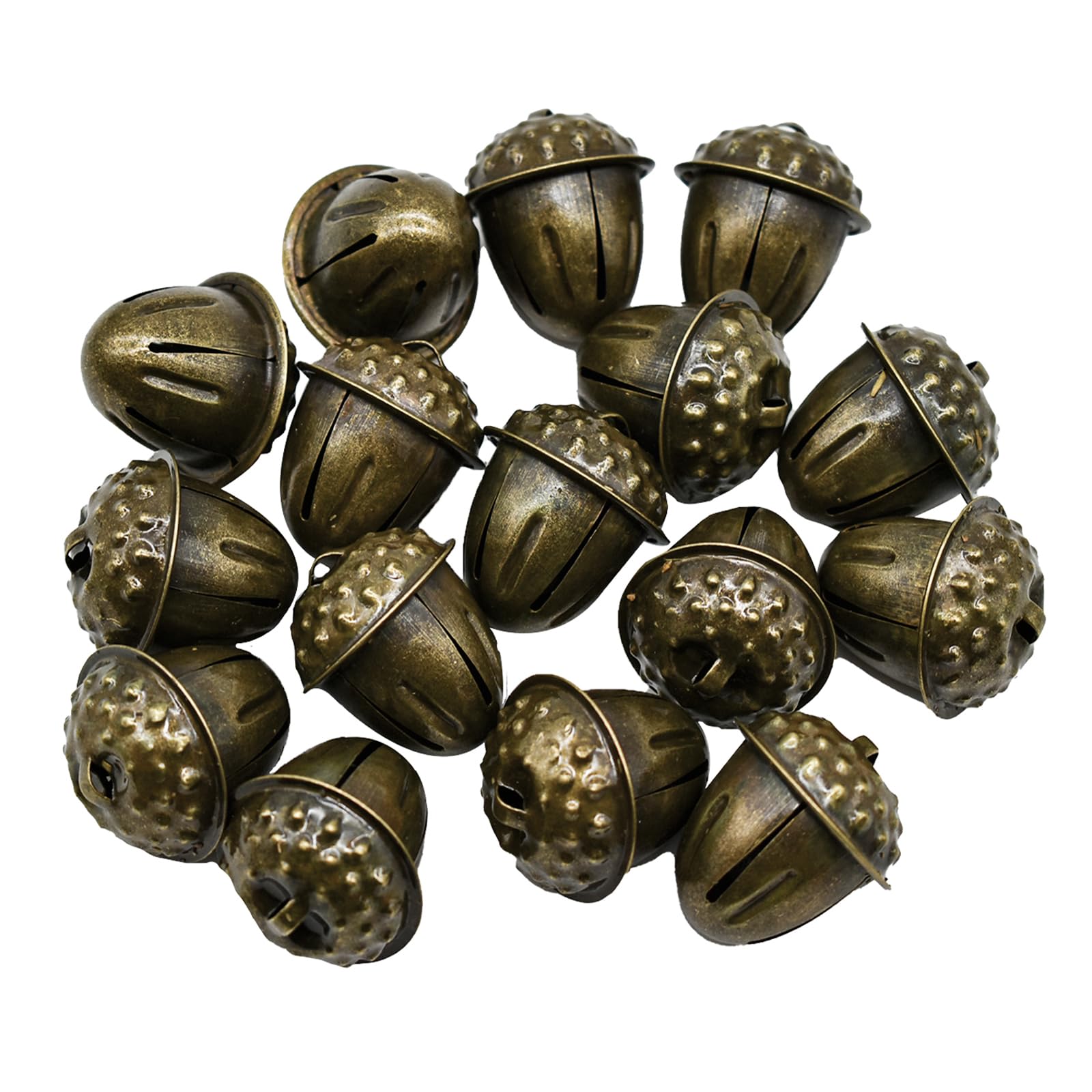 Pinenjoy 16Pcs Bronze Acorn Shaped Bells Vintage Pinecone Jingle Bells 1.2inch Metal Craft Bell for Christmas Party Home Ornament DIY Pet Collar Decorative Pendant