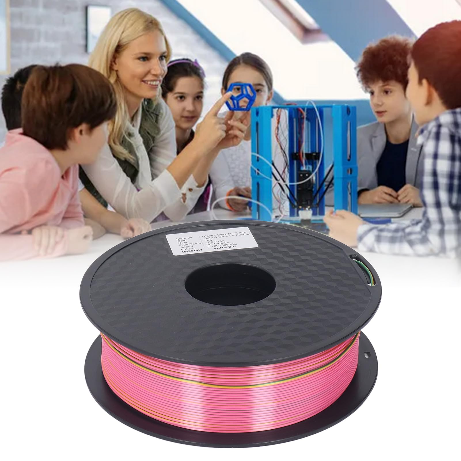 Materiały eksploatacyjne do druku 3D 1,75 mm Złoty Zielony Magenta Starannie nawinięty PLA Filament do drukarki 3D Trójkolorowy jedwab Biodegradowalny materiał skrobiowy do