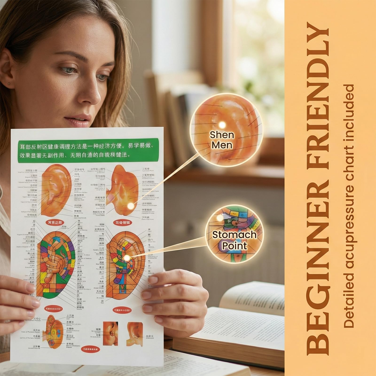 1200 Stück Akupunkturpflaster, Ear Seeds mit Pinzette & Akupressur-Karte, Ohrakupunktur Pflaster für Wellness & Entspannung, Hautfreundlich & Atmungsaktiv, Natürliche Gesundheitsvorsorge